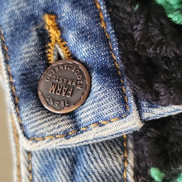 Farm Rio Crocheted Panel Denim Jean Shorts High Rise Waist Anthropologie 23 - Picture 10 of 16